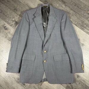 VNTG Palm Beach Men's 46L Gray Gold Button Hopsack Blazer Sport Coat Made In USA